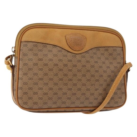 GUCCI Micro GG Supreme Shoulder Bag PVC Beige Gold 007 123 0428 Auth ki6116 - Picture 1 of 16